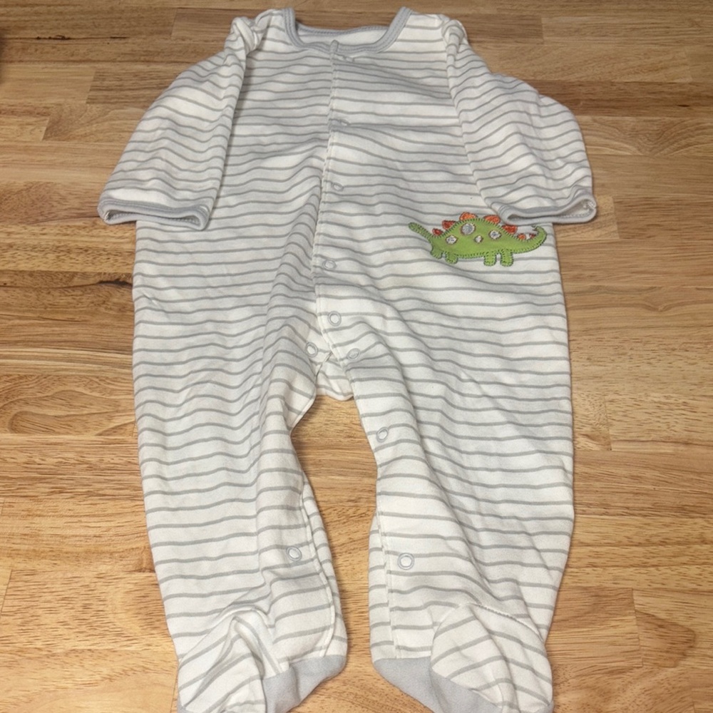 Striped Dinosaur Boys One Piece by Little Me (6 Months)